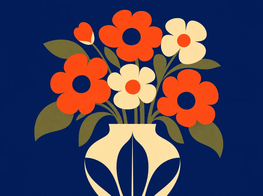 Kukkakimppu, sommittelu graafinen