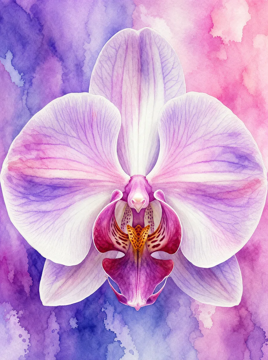 Orkidea, akvarelli